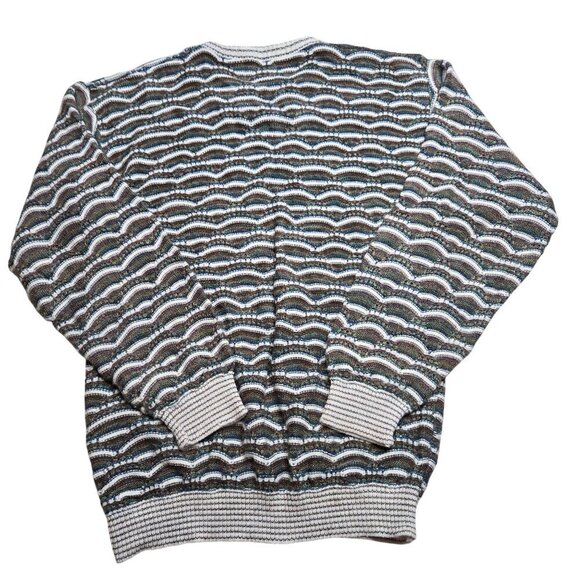 Vintage Megalos 3D Sweater Men LT Large Tall Multicolor Textured 80s Grandpa USA - Picture 2 of 11